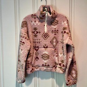 Love Tree Pink Aztec Print Super Plush Pullover 1/4 Zip Top